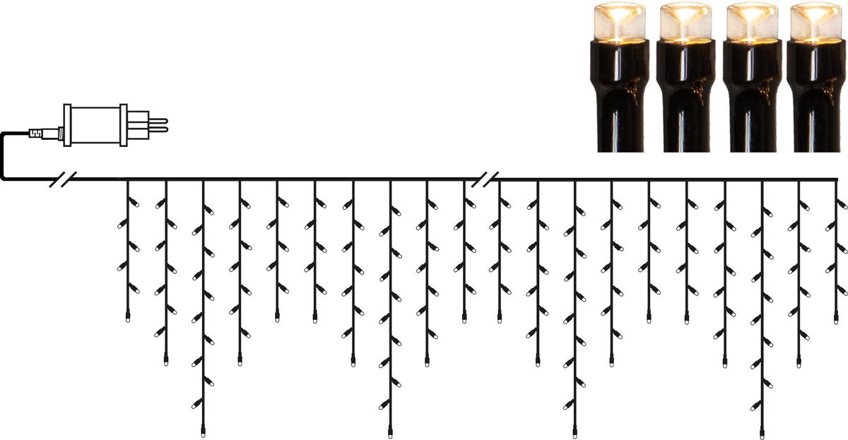 Icicle Lights Shiny - IP44, Warmweiss, 960 LED's, 2390.00 cm