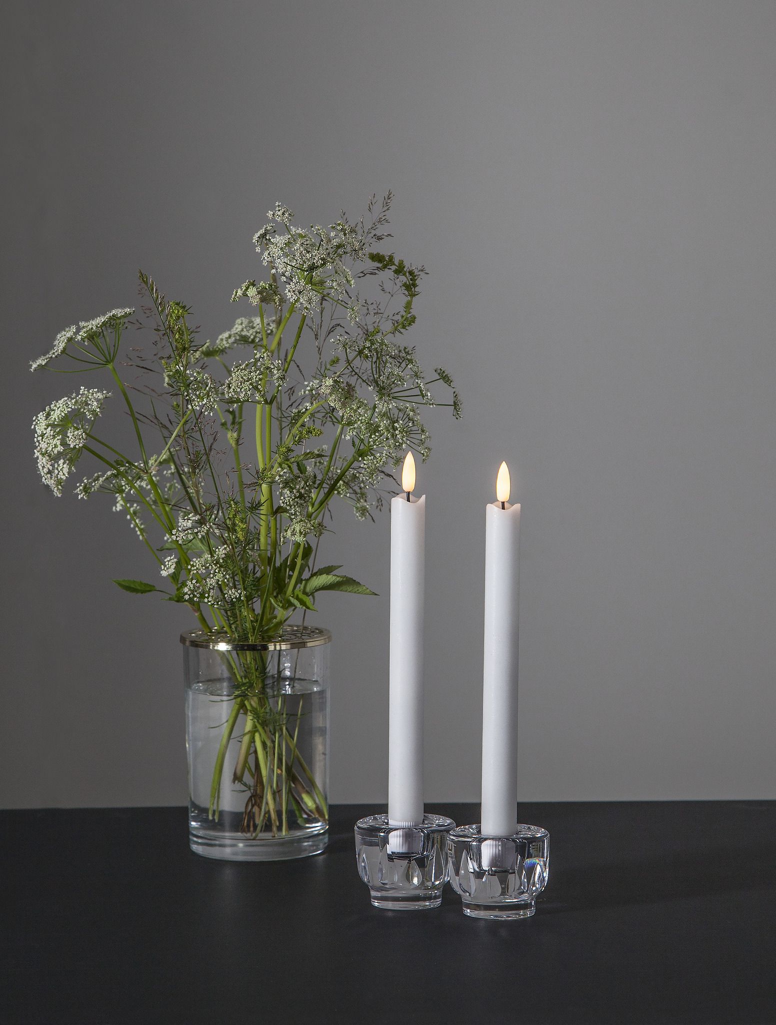 LED Dinner Kerze 2er Pack Flamme - Indoor, Weiss, 25cm Höhe, Timerfunktion