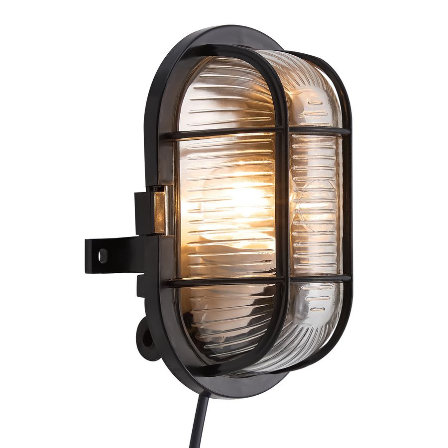Oval Skot, Wandleuchte/Decke, Schwarz - E27, max.60W, IP44