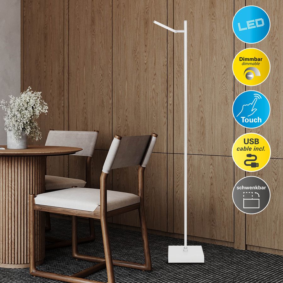 LED Akku- Stehleuchte LUPA H:135cm weiß - 3000K, 500lm, 5W, IP20
