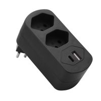 Abzweigstecker drehbar 2xT13 mit USB PD30W schwarz - Abzweigstecker drehbar 2xT13 mit USB PD30W schwarz