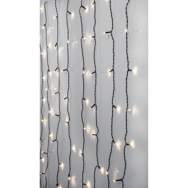 LED crispy white, Vorhang, 80 LEDs - Schwarz, 3000K, 130cm x 130cm