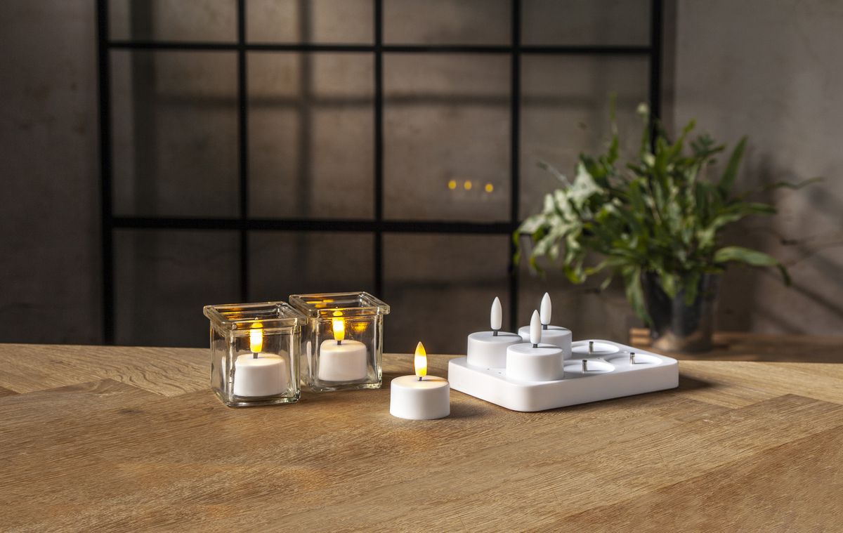 LED Teelicht 6 Pack Flamme Charge - Indoor, Weiss