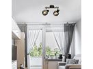 Wand-und Deckenleuchte FUMOSO (2er Spot) - E14, max. 2x40W, IP20, schwarz + holz, nicht dimmbar, exkl. Leuchtmittel, L=400mm, B=100mm, H=200mm