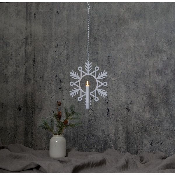 Indoor Dekoration Flamme Snow - Indoor, Weiss, 29cm, Timerfunktion