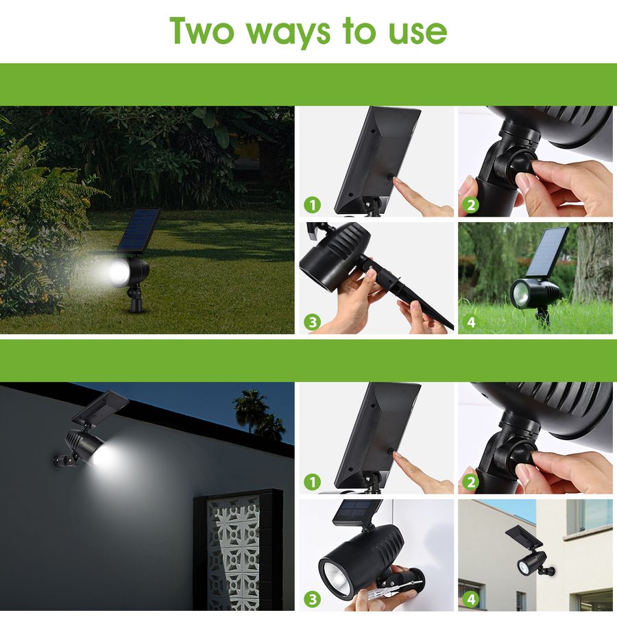 Solar Scheinwerfer Powerspot - Schwarz, Lichtfarbe Warmweiss; 2200mAh