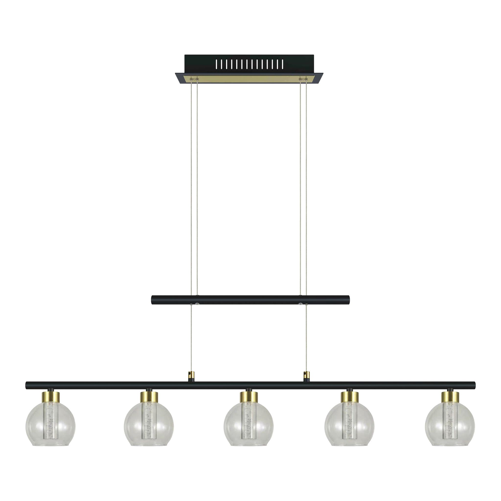 LED Glas-Pendelleuchte BRASS L: 90 cm / schwarz - LED fest verbaut, IP20, 76.5W, 230V