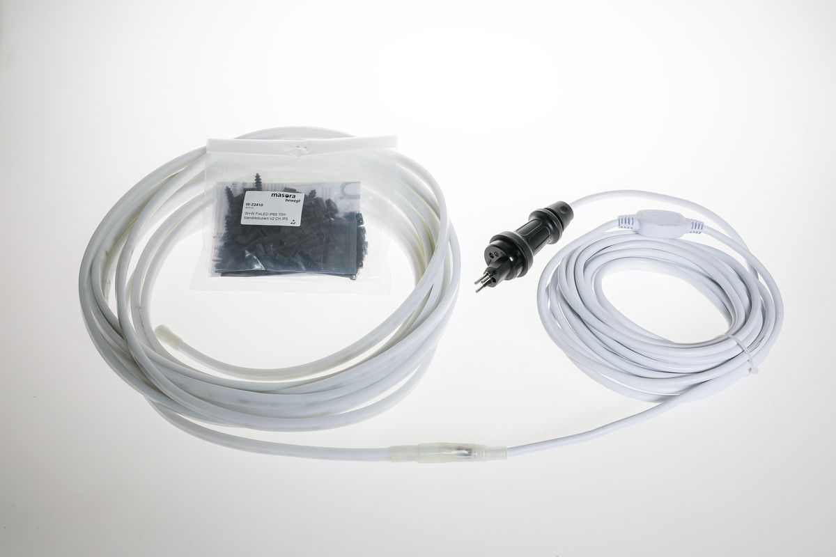 W+W FixLED IP65 Lichtschlauch blendreduziert  V2 CH IP55 (30m) - 9.5W/m, 600lm/m, 4000K, IP65, blendreduziert, 30m Rolle inklusiv 10m Anschlusskabel mit Stecker IP55