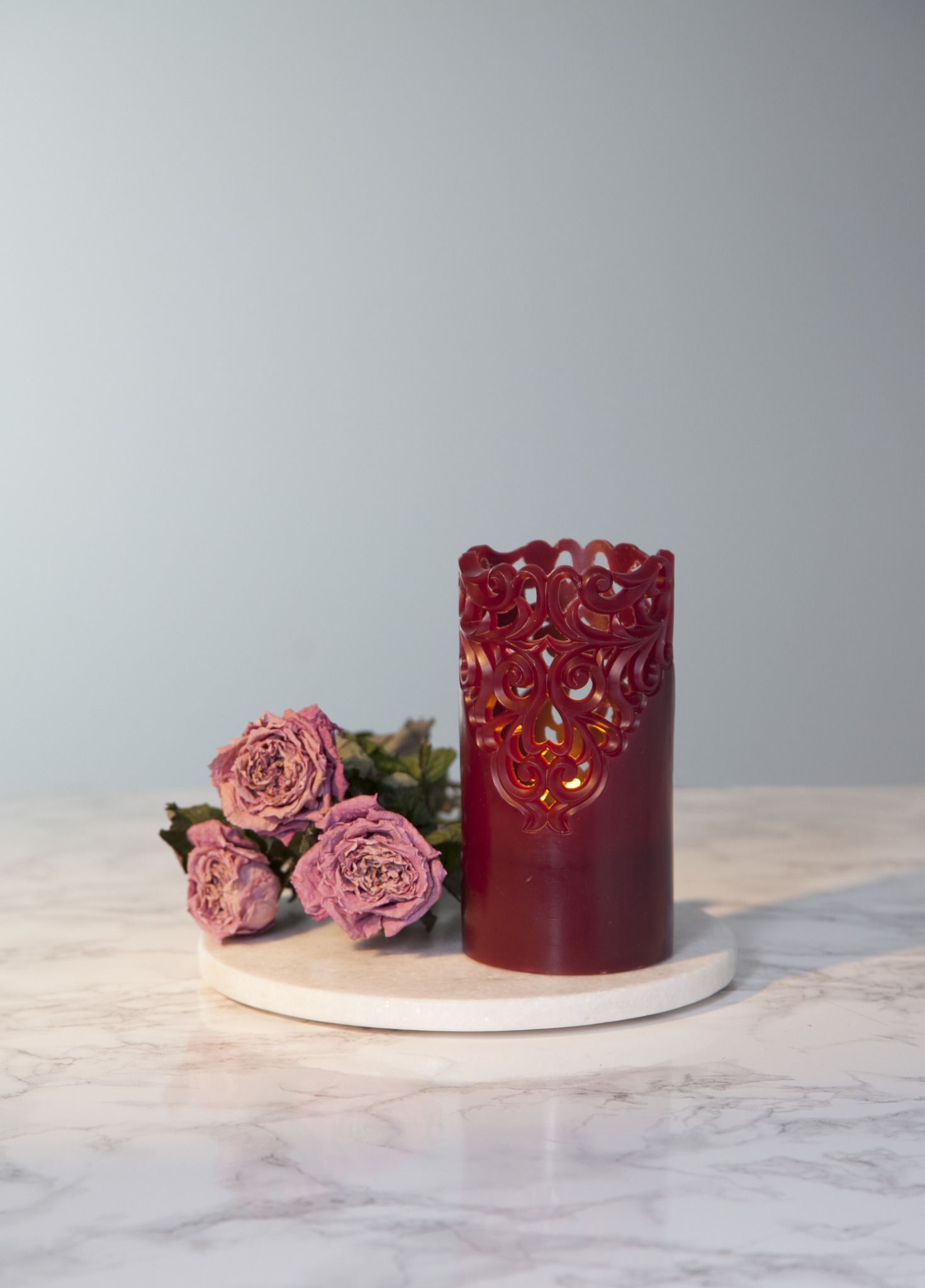 LED Pillar Kerze Clary - Indoor, Rot, 15cm Höhe, Timerfunktion