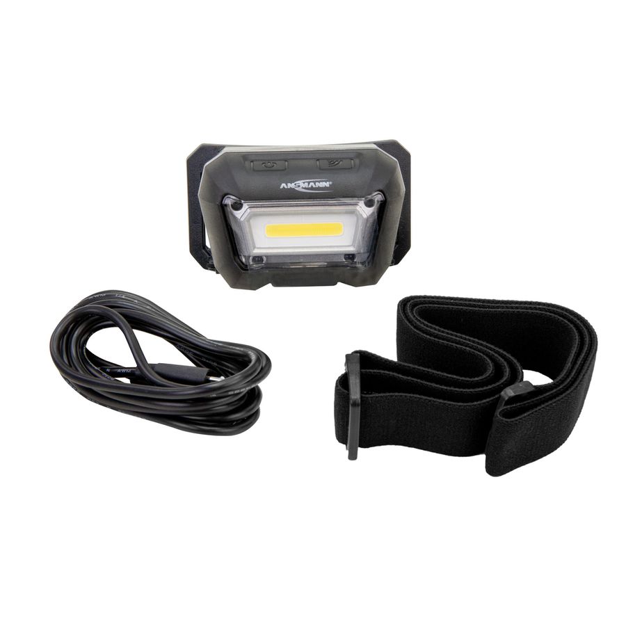LED Profi-Stirnlampe HD280RS - 3.7V DC (USB) 3W, 280lm, IP65, max. 9h, 21m, L=78.4mm, B=47.4mm, H=45.9mm