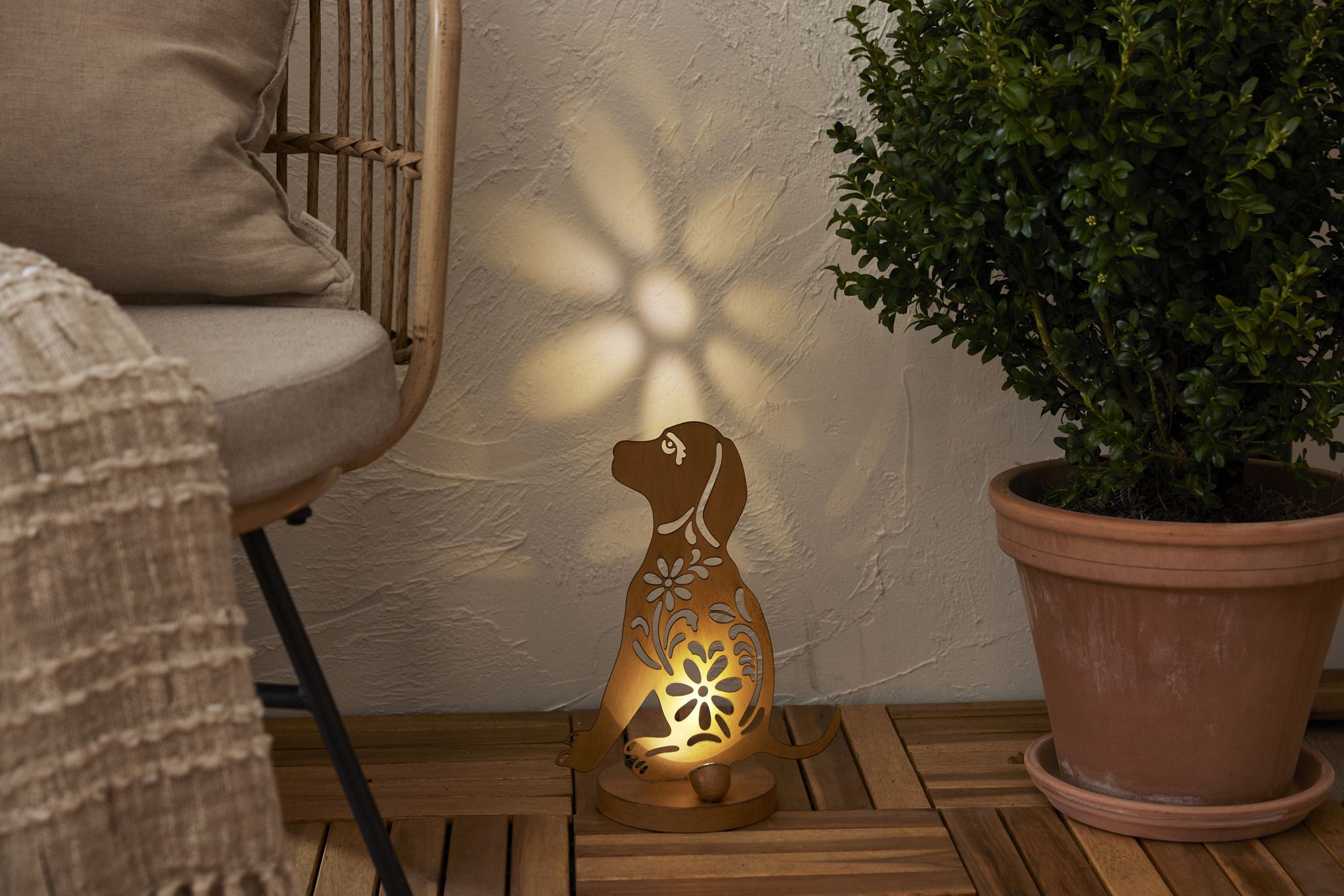Solar Decoration Oxidog - Indoor, Outdoor, Warmweiss, Rost