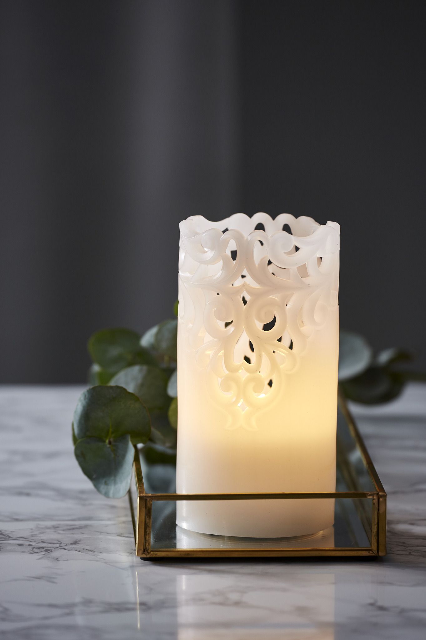 Bougie à cire LED Clary - Indoor, Weiss, 15cm Höhe, Timerfunktion