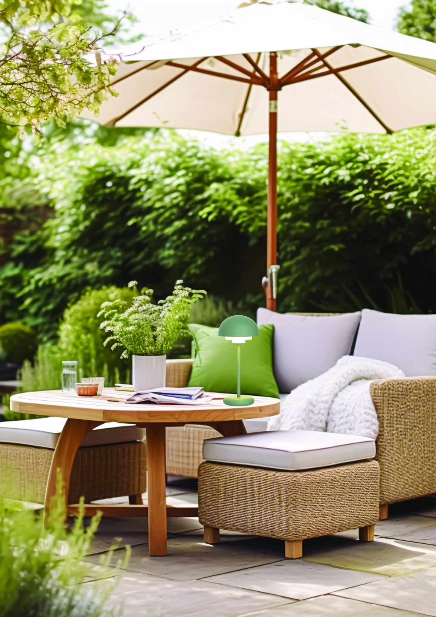 Akku Tischleuchte USB-C MALINA Grün - IP44, Warmweiss, 180lm