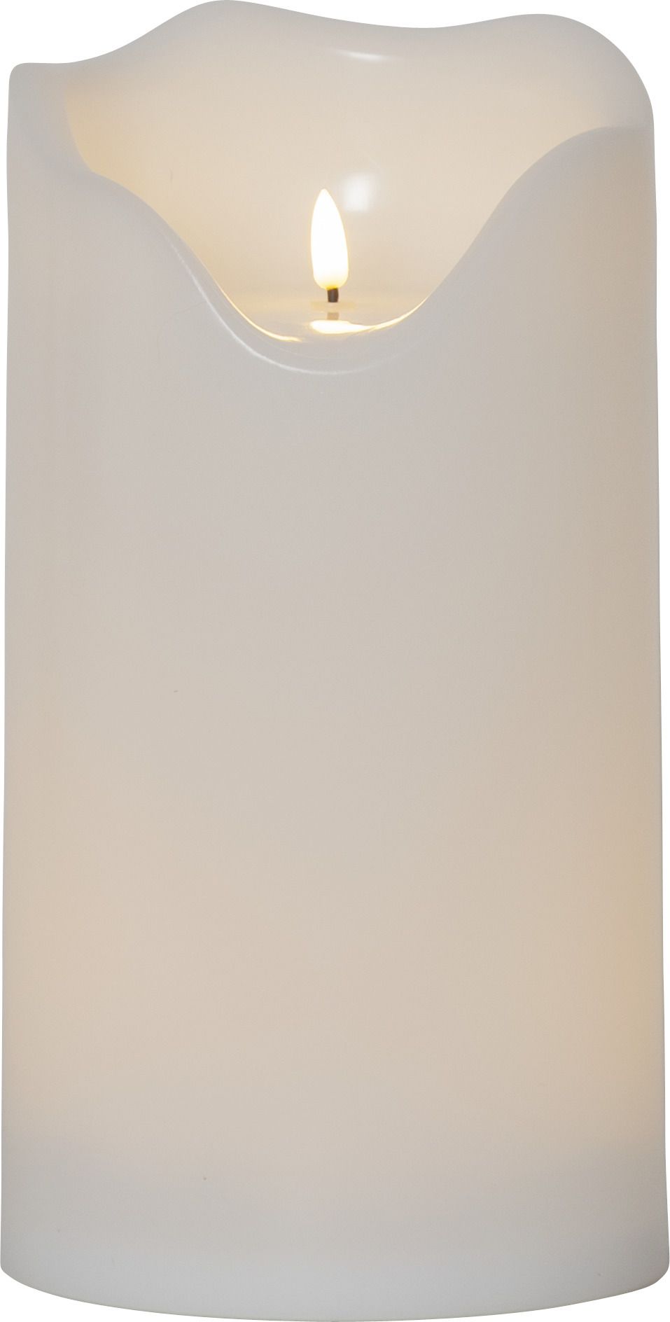 LED Pillar Kerze Flamme Grand - Outdoor, Weiss, 30cm, Timerfunktion