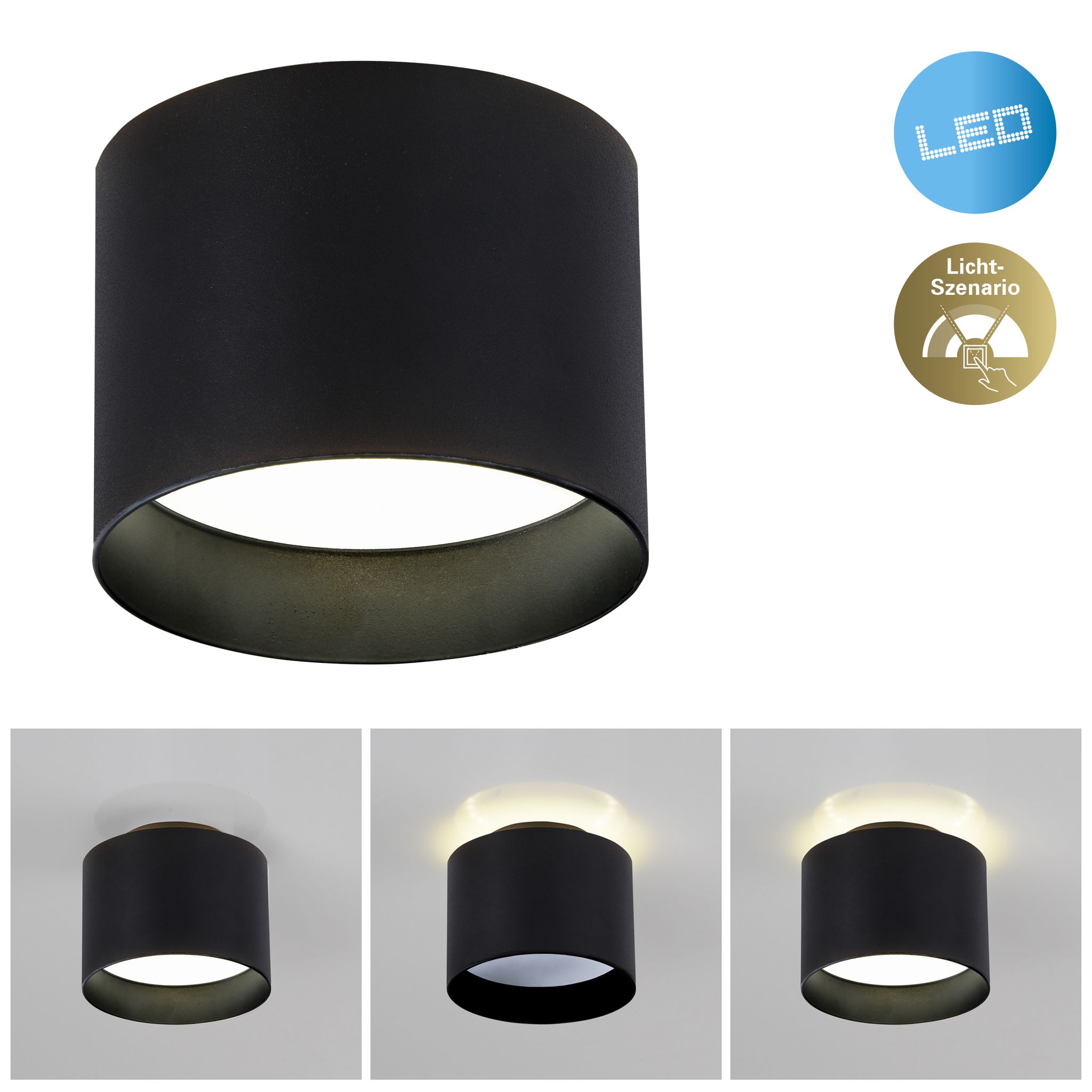 LED Spot Trios d: 10cm schwarz - LED fest verbaut, 4000K, neutralweiss