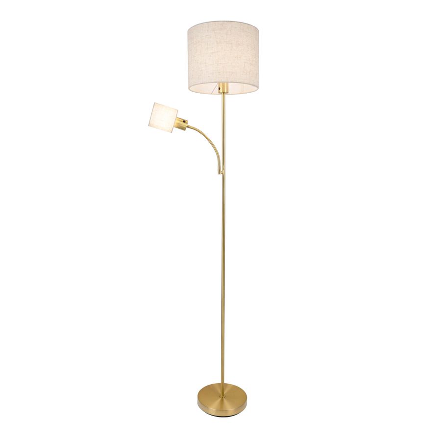 Stehleuchte  FILOMENA  H: 165cm beige - IP20, E27, Messingmatt