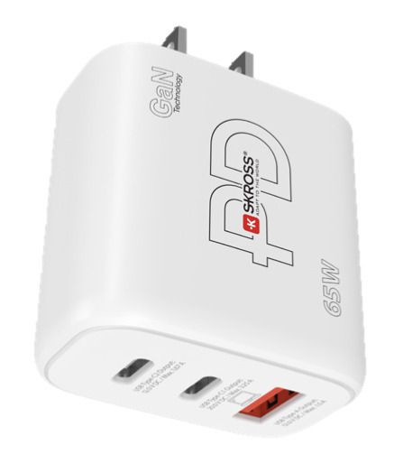 Power Charger 65W GaN US - Out: 2-Pol US, In: 1xUSB-C PD 5.0V, max. 65W, 1xUSB-C 5.0V, max. 20.0W, 1xUSB-A 5.0V, max. 18.0W