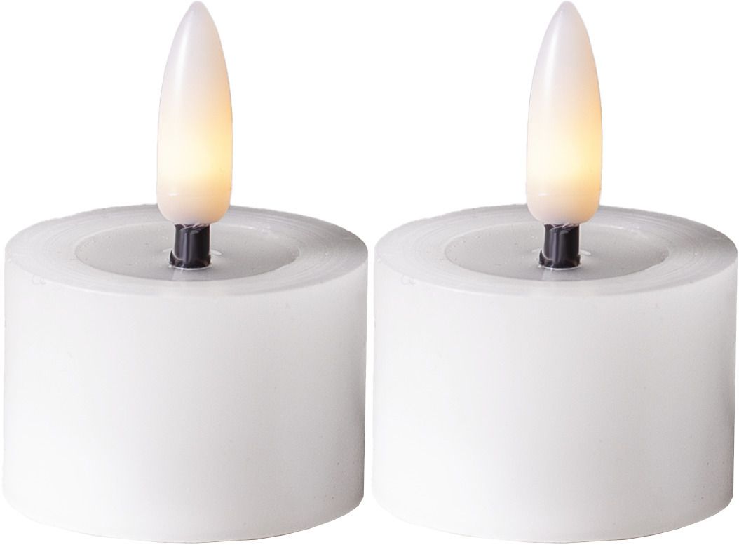 LED Teelicht 2 Pack Flamme Flow - Indoor, Weiss, 5cm  Höhe, Timerfunktion