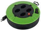 Kabelbox 7m - 7m Kabel, 4xT13, grün/schwarz
