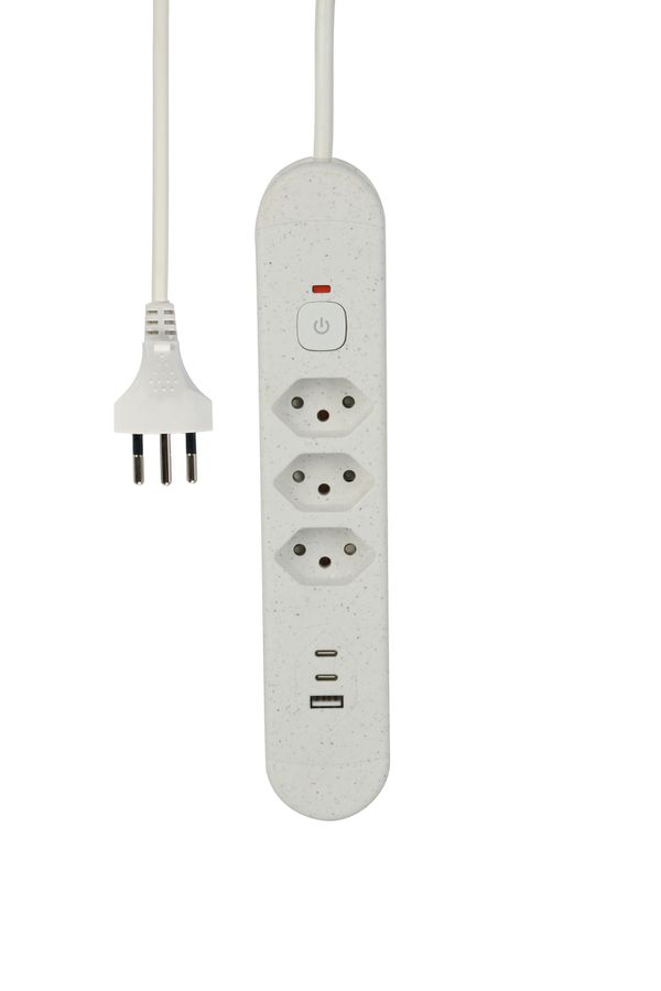 Steckdosenleiste Re:Life USB - 3x T13. 2x USB-C + 1x USB-A, 1.8m Kabel, weiss
