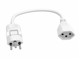 Verlängerungskabel 3-Polig MOVE - 20cm T12/T13, weiss, H05VV-F 3G1.0mm2 mit dreh- und klappbarem Stecker 270° / 180°