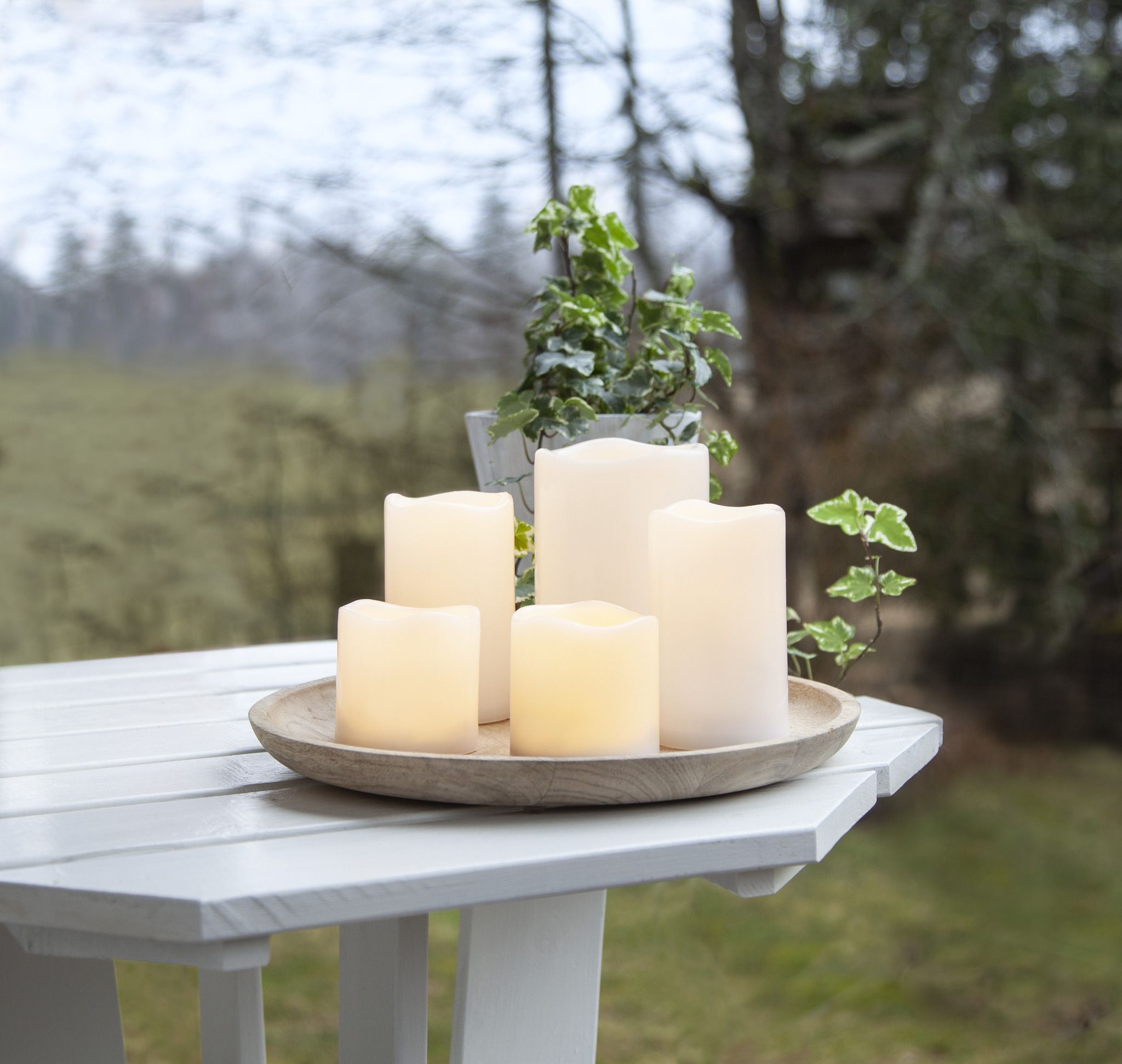LED Pillar Kerze Paul 5er Pack - Outdoor, Elfenbein, Timerfunktion