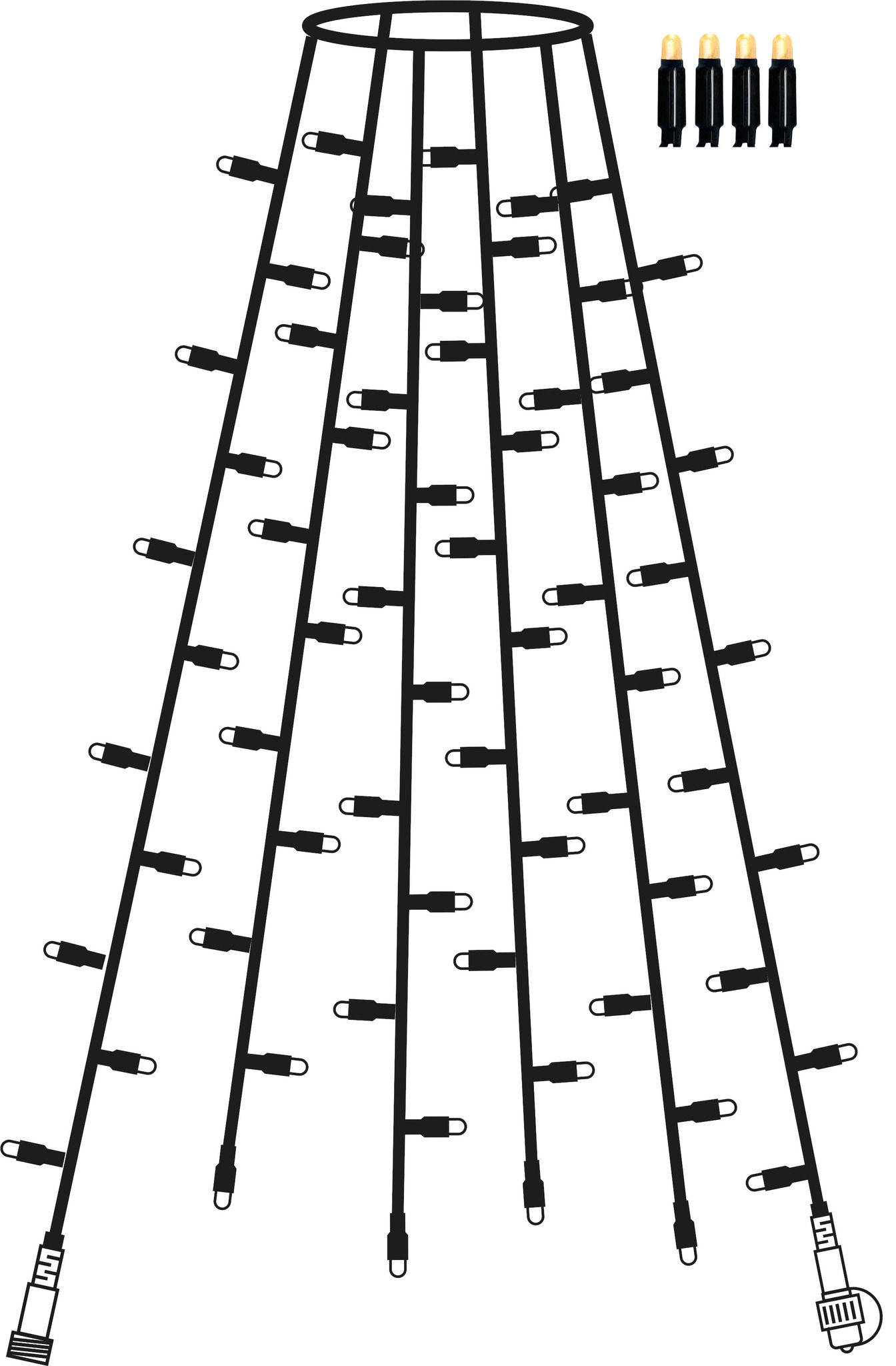 System 24 Extra, Baum-Lichterkette 6 Stränge, 28x180cm - Schwarz, Warmweiss