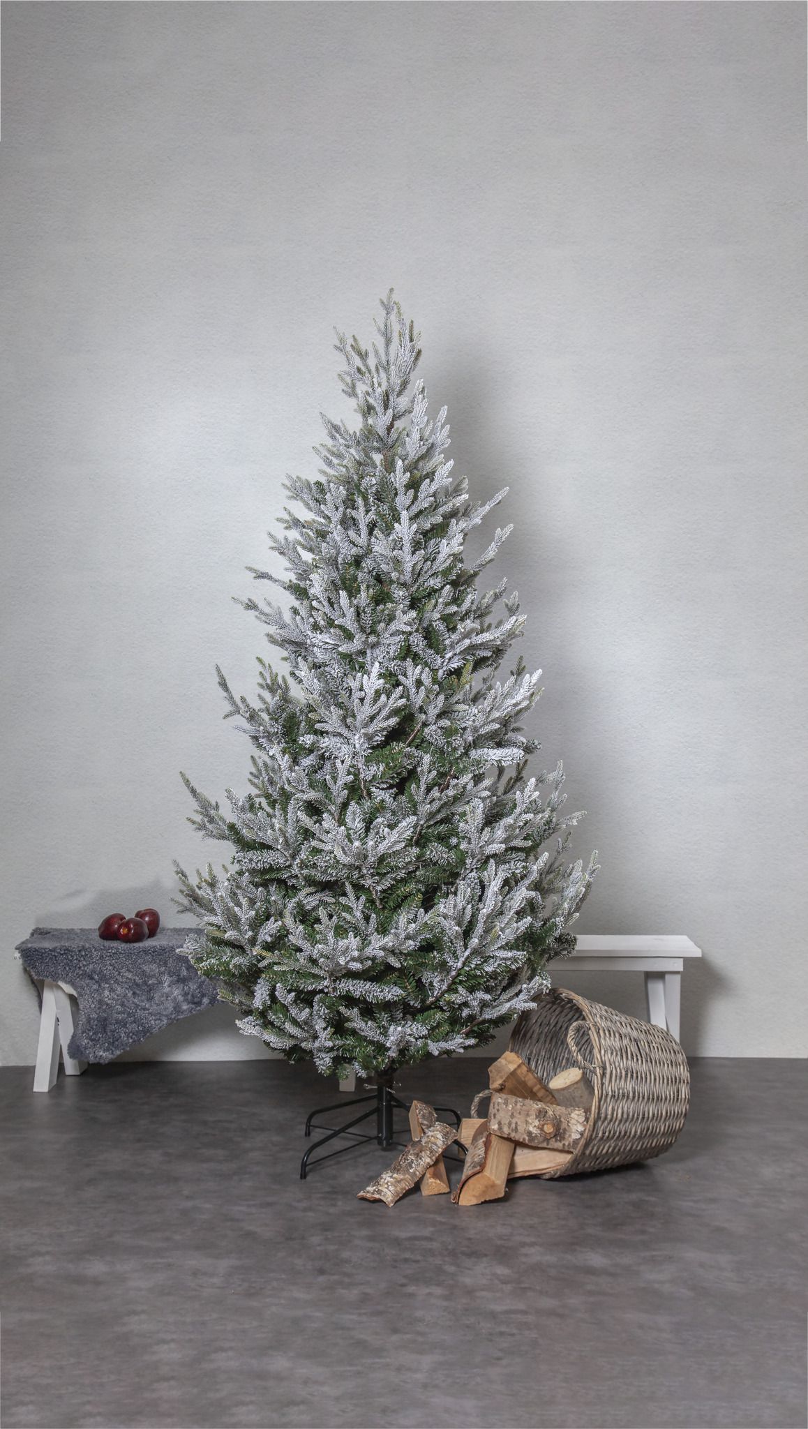 Künstlicher Weihnachtsbaum Uppsala Snow - Grün, keine Lämpchen, 210cm höhe