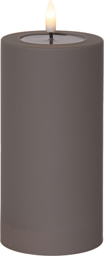LED Pillar Kerze Flamme Soft - Indoor, Braun, 17.50 cm Höhe, Timerfunktion