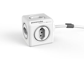 PowerCube Extended 5xT13 - 5xT13, 1.5m Zuleitung T12-Stecker, inkl. Halterung + Klebestreifen, Kinderschutz, weiss