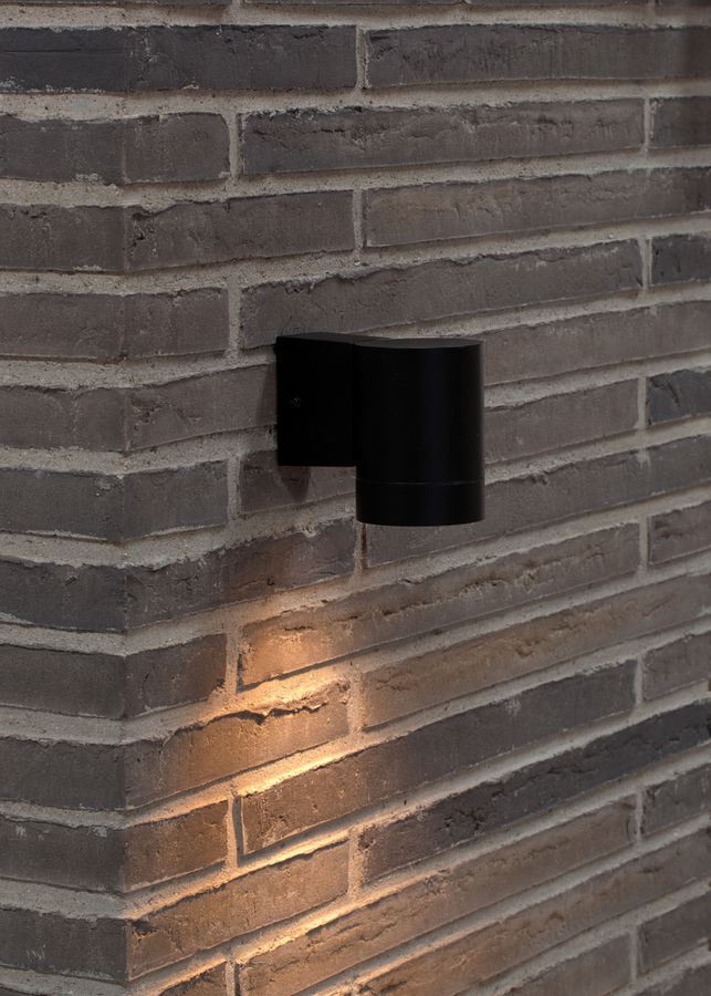 Wandleuchte Tin Maxi - 1xGU10 (exklusiv), max.35W, IP54, schwarz, dimmbar (optional Leuchtmittel), D=76mm, H=105mm