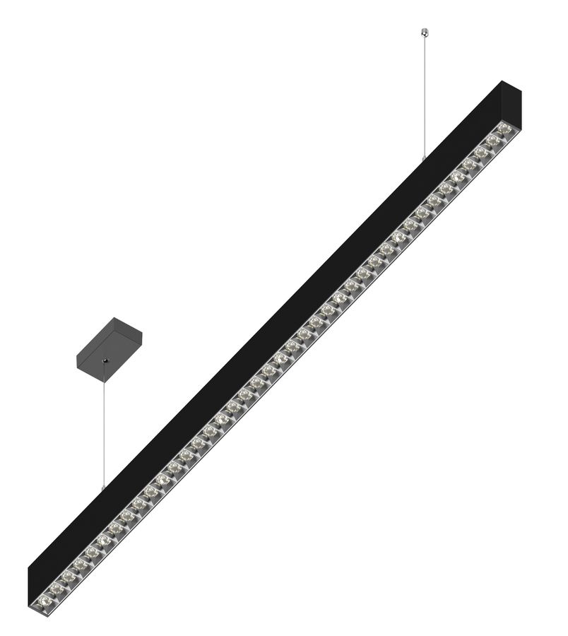 LED DALI-Pendelleuchte GLOS Up&Down (3000K) - 50W, 6250lm, 3000K, IP20, CRI83, 120°/45°,schwarz-matt, DALI dim., L=1171mm, B=38mm, H=66mm,PL1500mm