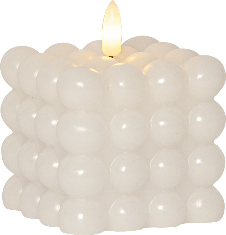 LED Pillar Kerze Flamme Dot - Indoor, Weiss, 9.5 cm höhe, Timerfunktion