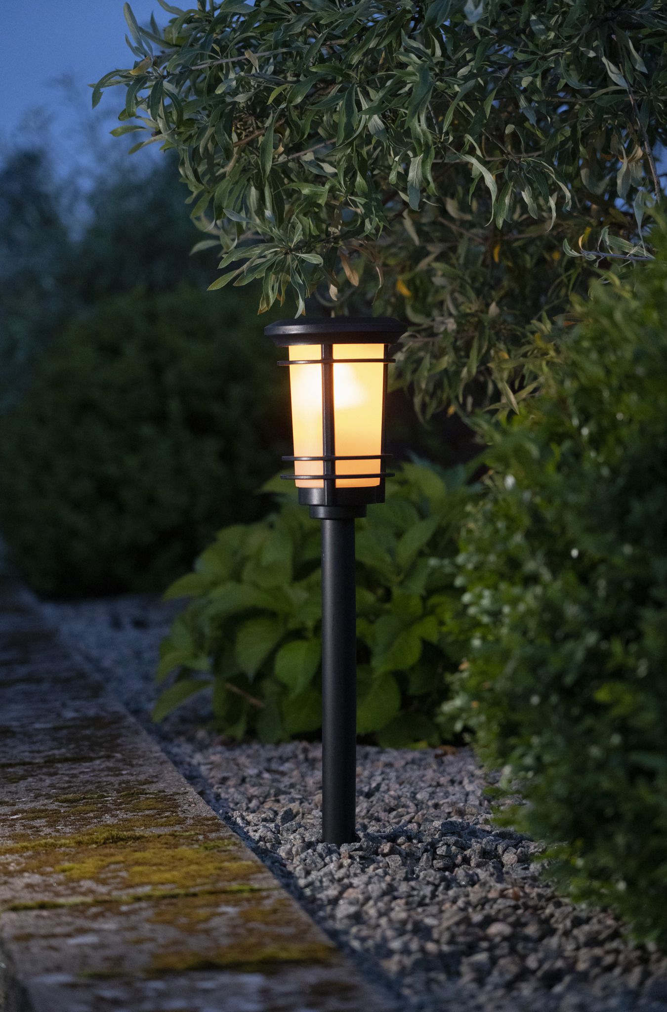 Solar Pollerleucht Flame - Schwarz, Lichtfarbe Gelb