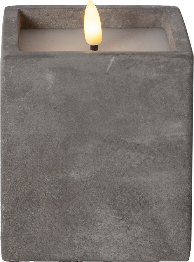LED Pillar Kerze Flamme Cem - Indoor, Grau, 11 cm höhe, Timerfunktion