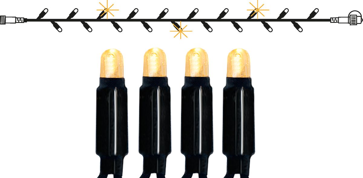 Lichterkette Extra System 24 Flashing - IP44, Warmweiss, Schwarz