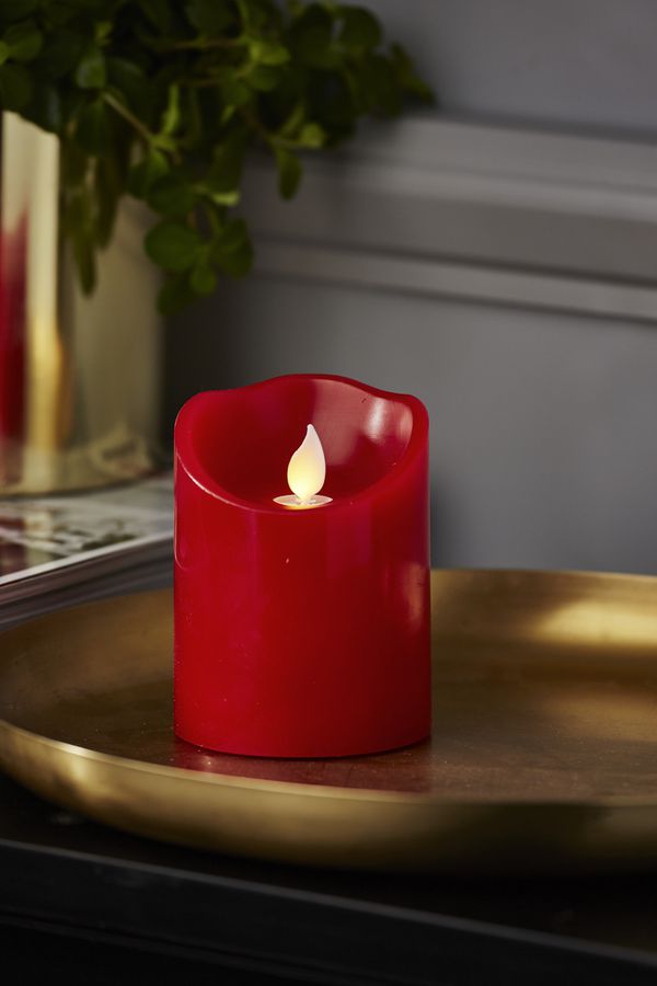 LED Pillar Kerze M-Twinkle - Indoor, Rot, 10cm Höhe, Timerfunktion
