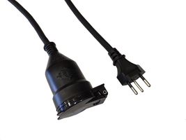 Cavo di prolunga in gomma a 3 poli, 10m - 10m, schwarz, H05VV-F 3G1.5mm2, kein Kinderschutz, 230V - 10A