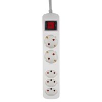Steckdosenleiste CH/Schuko - 2x Schuko + 3xT13 Steckdosen, T12 Stecker, 1.5m Kabel, integrierter Leuchtschalter, weiss, mit Kinde
