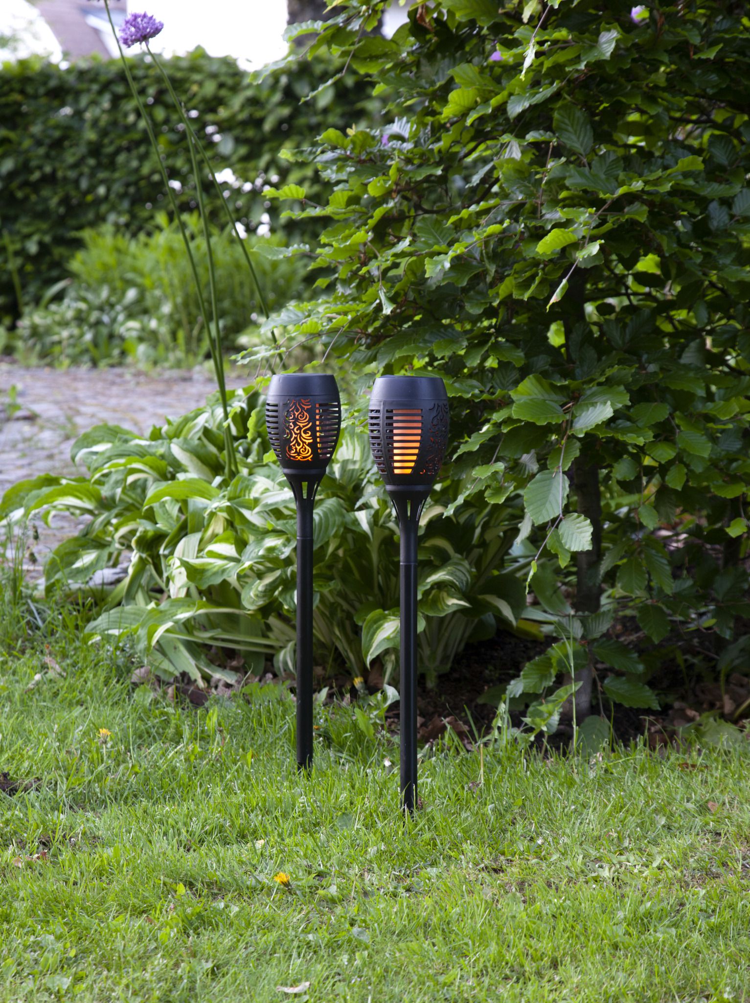 Solar Fackel Flame - Schwarz, Lichtfarbe Gelb