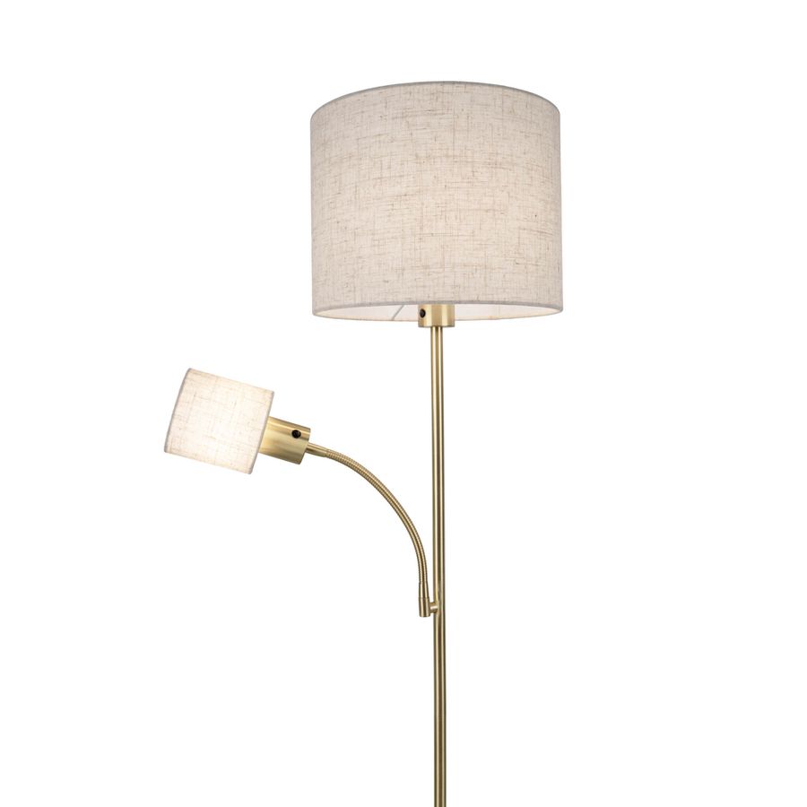 Stehleuchte  FILOMENA  H: 165cm beige - IP20, E27, Messingmatt