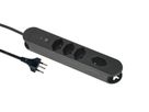 Steckdosenleiste Re:Life - 4x T13., 1.8m Kabel, schwarz