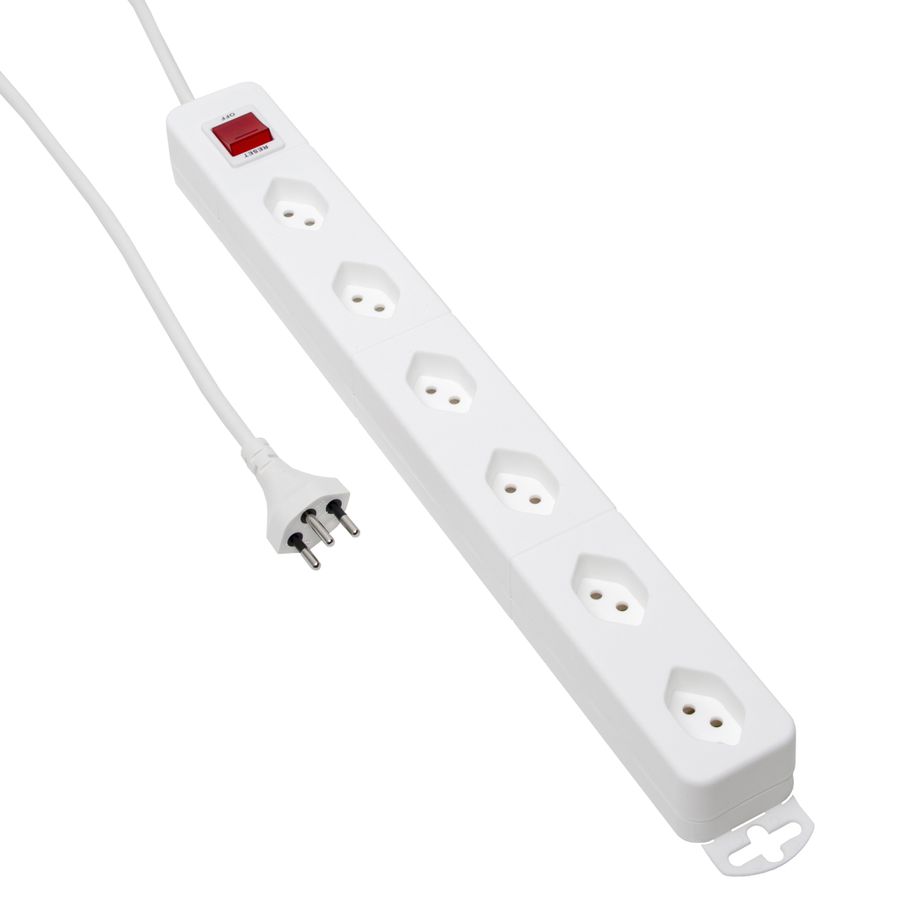 Standard Line Quer Multiprise - 6xT13, 1.5m Kabel, H05VV-F 3G1mm2, weiss,  kein Kinderschutz
