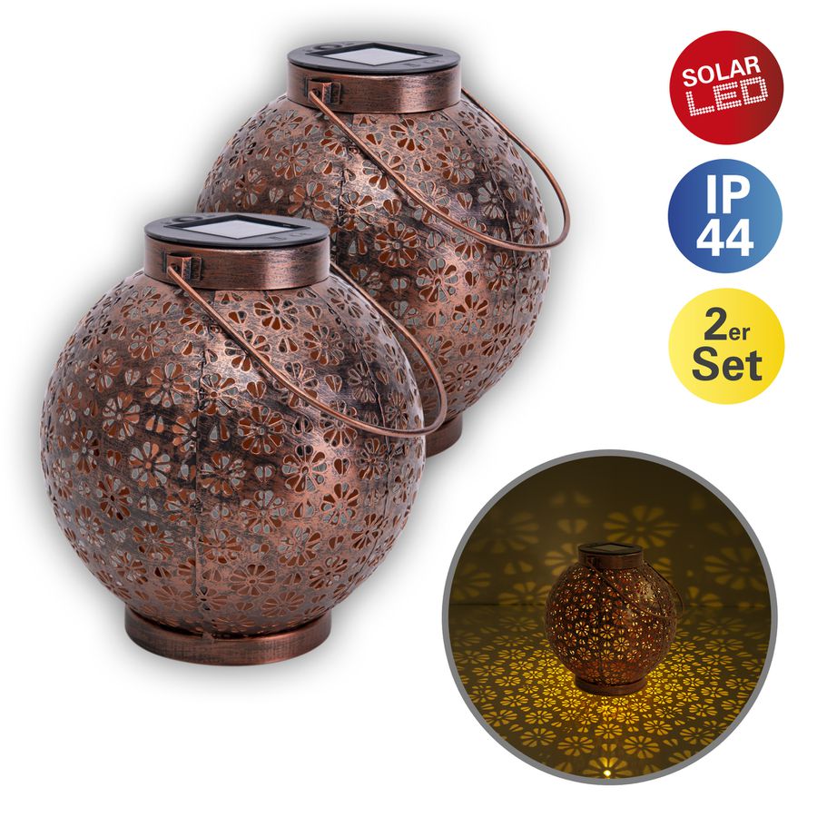 2er-Set LED Deko-Solarleuchte lb: 18cm bronze - 2er-Set LED Deko-Solarleuchte lb: 18cm bronze