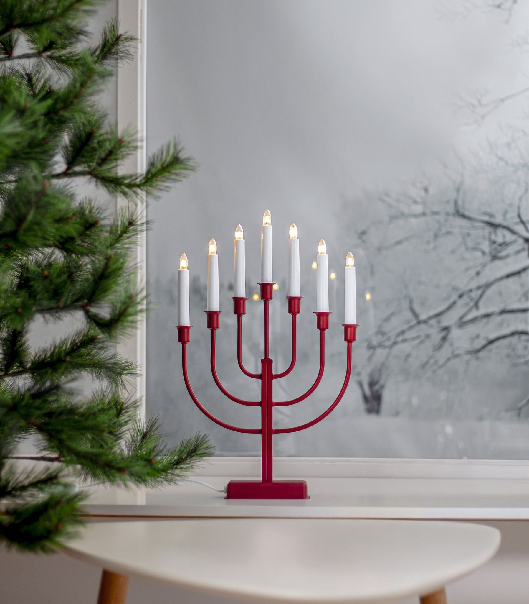 Kerzenleuchter Kristina - Indoor, Rot, 47.00cm Höhe