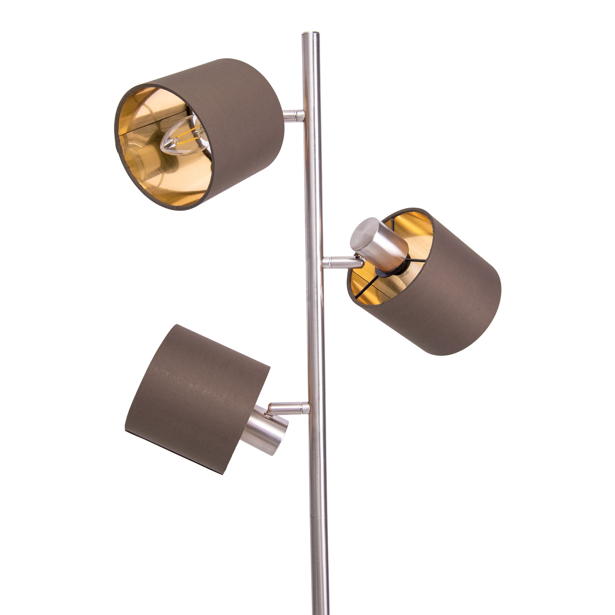Stehleuchte MARON G - E14, max. 3x40W, IP20, nickel + braun + gold, nicht dimbar, exkl. Leuchtmittel, D=350mm, H=1528mm