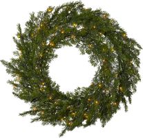 Kranz Thuja - IP44, Warmweiss, Grün