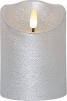 LED Pillar Kerze Flamme Rustic - Indoor, Silber, 10.00 cm Höhe,  Timerfunktion