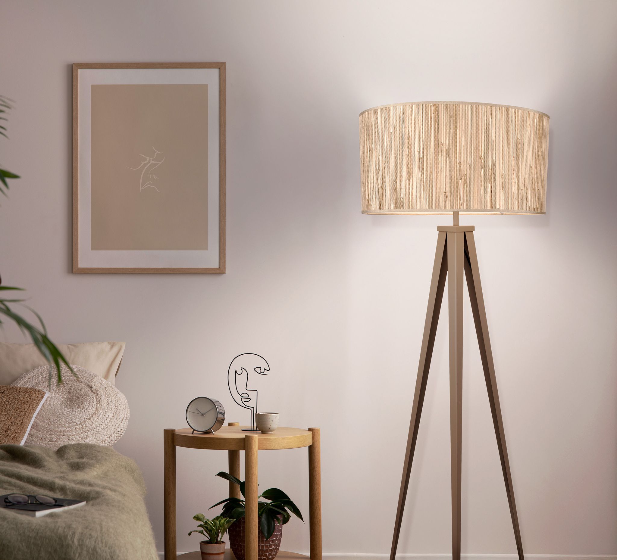 Stehleuchte  SELMAR  H: 150cm beige - IP20, E27, Beige