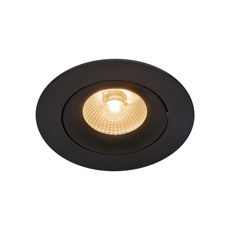 LED Einbaudownlight ALIKI - 8W, 560lm, 2700K, IP44, CRI 90, schwarz, dimmbar, D=96mm, H=45mm, BL=83mm